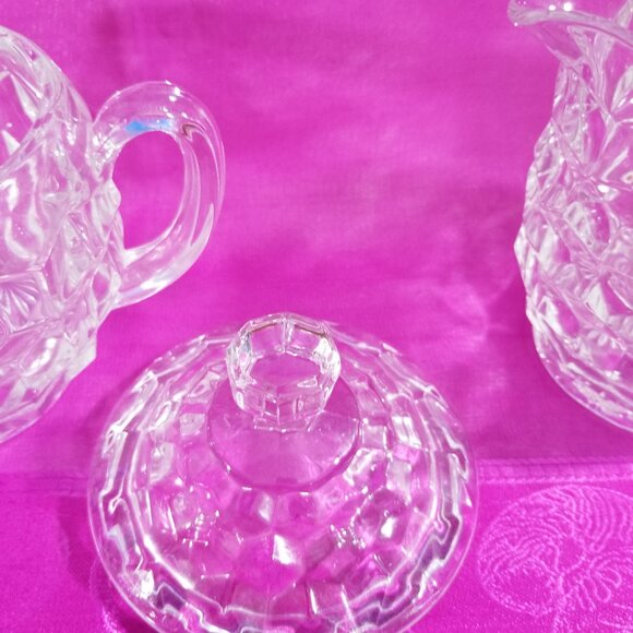 Vintage Fostoria American Creamer & Sugar Bowl Set - Picture 4 of 6